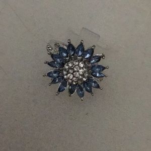 Sterling silver blue and white sapphire ring